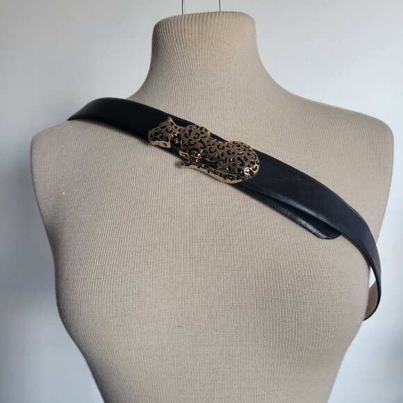 CHICO'S Black & Gold Leopard Stone Women's Belt (Size: S/M) - Picture 5 of 11